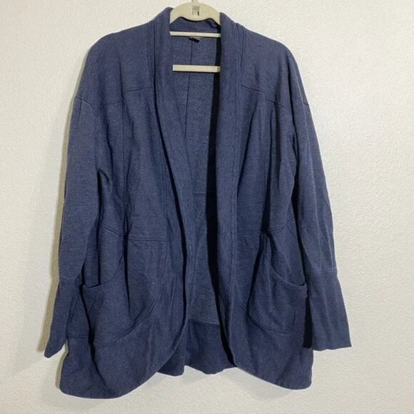 Eddie Bauer Womens Sweater Cardigan Size XL Blue Gray Summit Camp Thumbhole - Picture 1 of 5